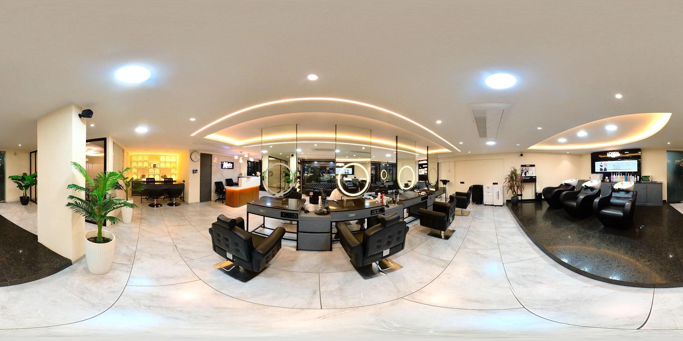 Wide view of a Kutz styling floor